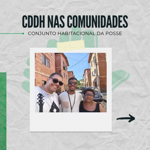 Na Última Segunda - Feira (12), membros da equipe do CDDH estiveram no Conjunto Habitacional da Posse, acompanhados da
Sra. Marcilene, em uma visita de escuta e acompanhamento das demandas da localidade.

O CDDH reafirma seu compromisso com a Defesa dos Direitos e estará oficiando os órgãos competentes, visando a devida apuração e encaminhamento das medidas necessárias para a resolução das questões apresentadas.

Seguimos atuando ao lado da comunidade, fortalecendo o diálogo e cobrando políticas públicas efetivas.💚